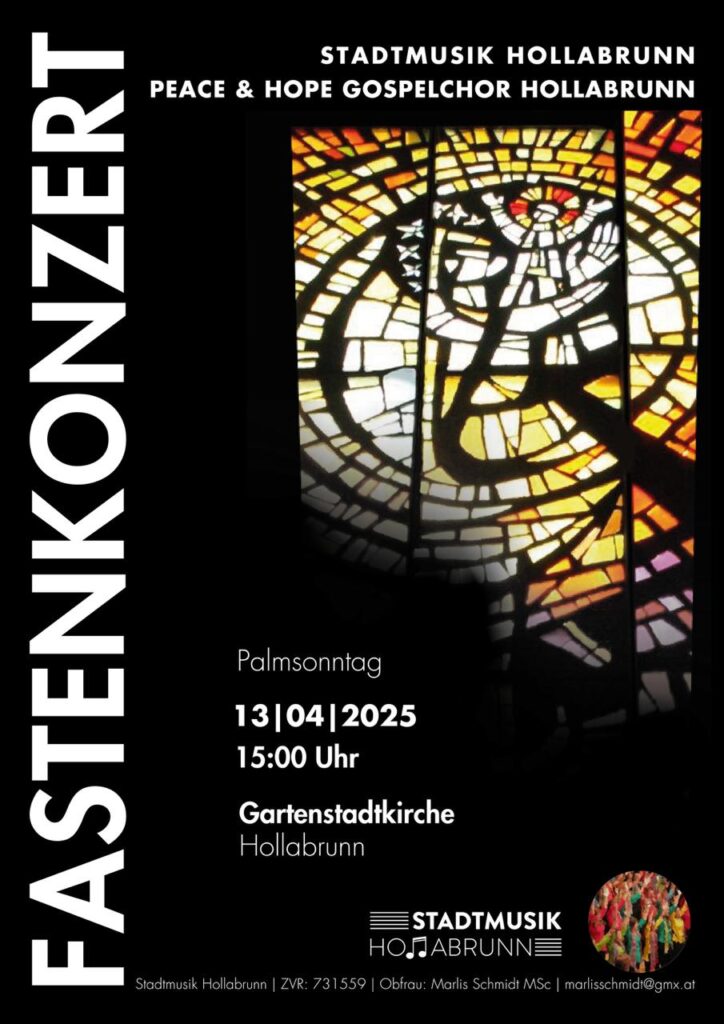 Plakat zum Fastenkonzert 2025 der Stadtmusik Hollabrunn